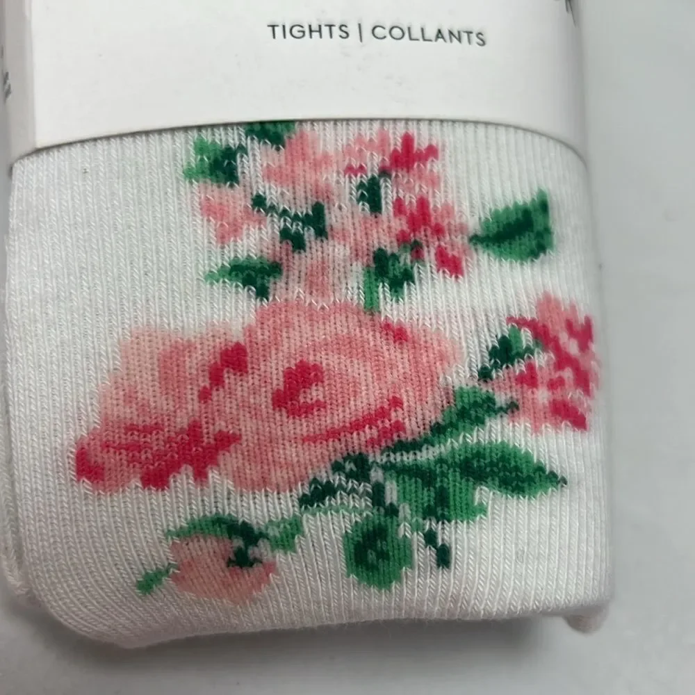 Janie and Jack 100034876 white floral tights NWT size 12-24 months